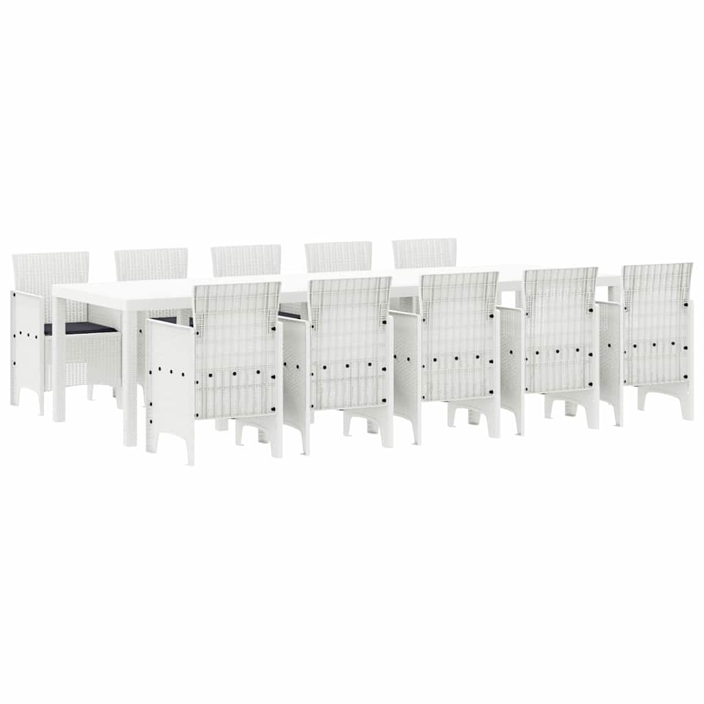Vrtni set za objed 11 pcs Bijelo Poli ratan i Aluminij