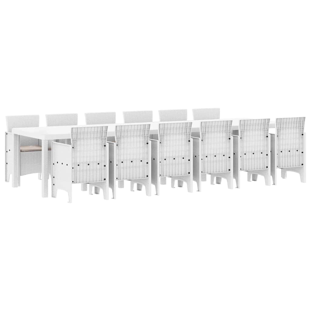 Vrtni set za objed 13 pcs Bijelo Polt ratan