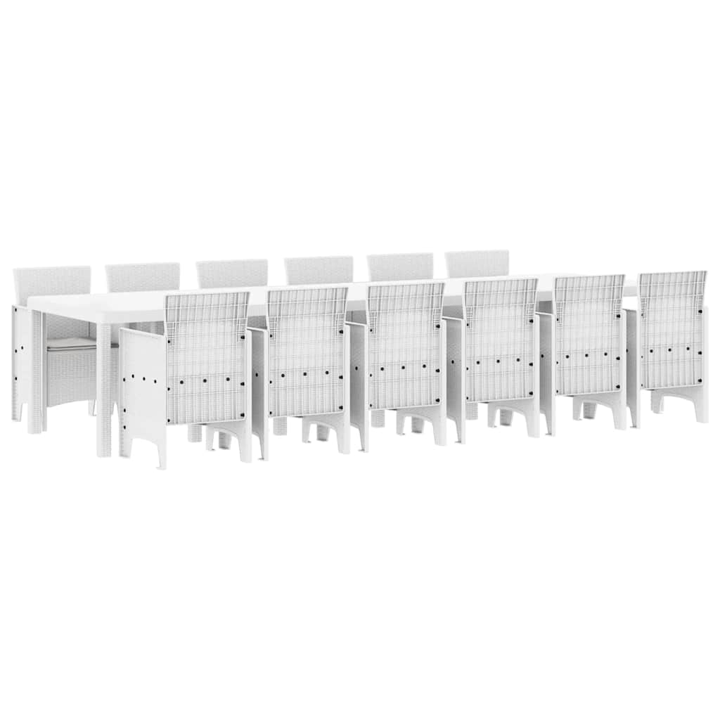Vrtni set za objed 13 pcs Bijelo Polt ratan
