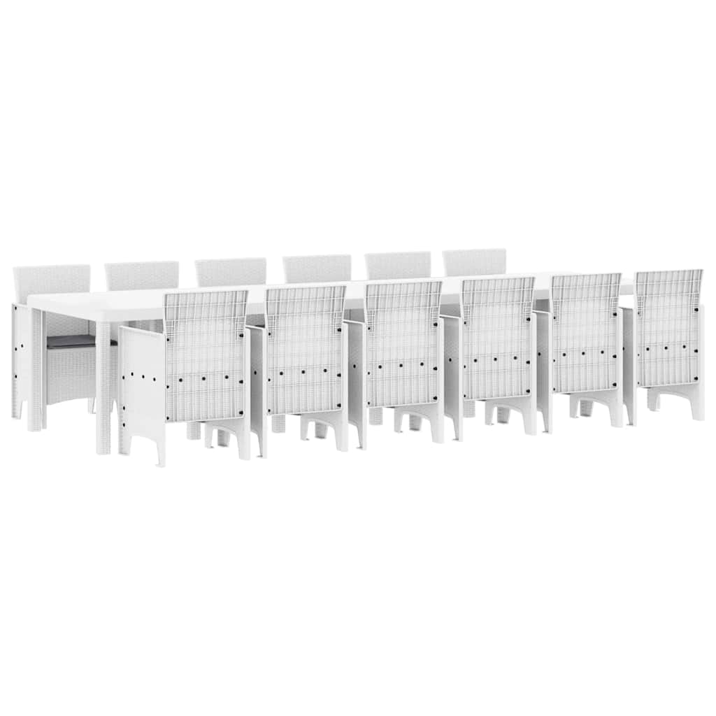 Vrtni set za objed 13 pcs Bijelo Polt ratan