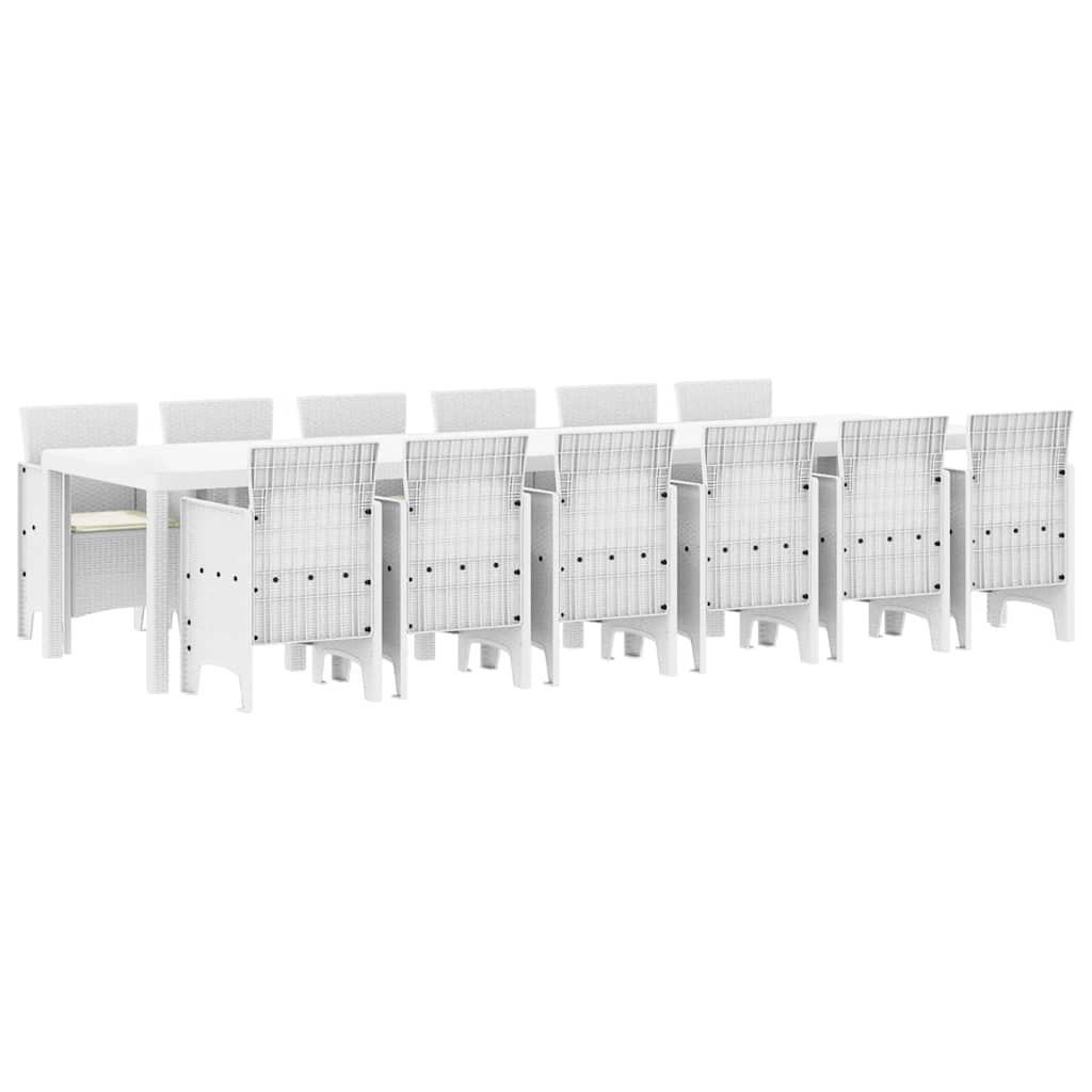 Vrtni set za objed 13 pcs Bijelo Polt ratan