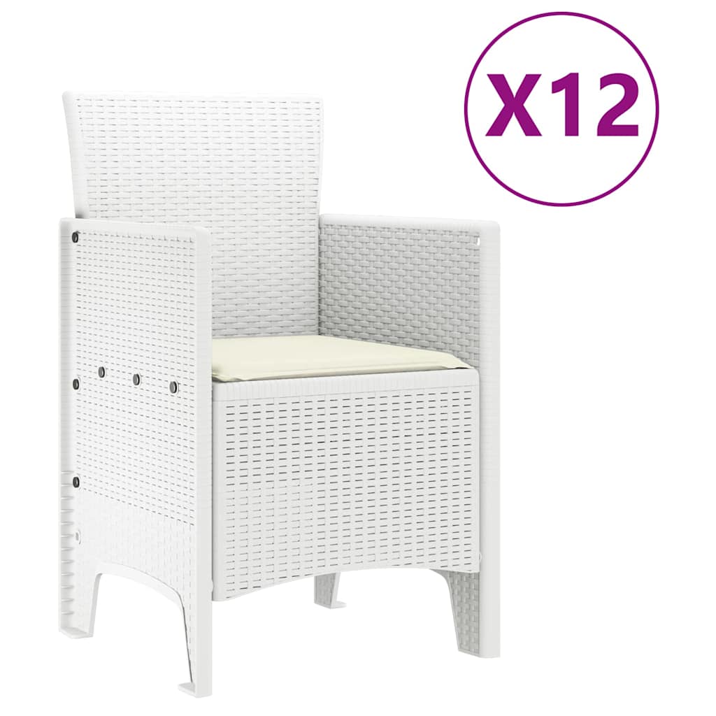 Vrtni set za objed 13 pcs Bijelo Polt ratan