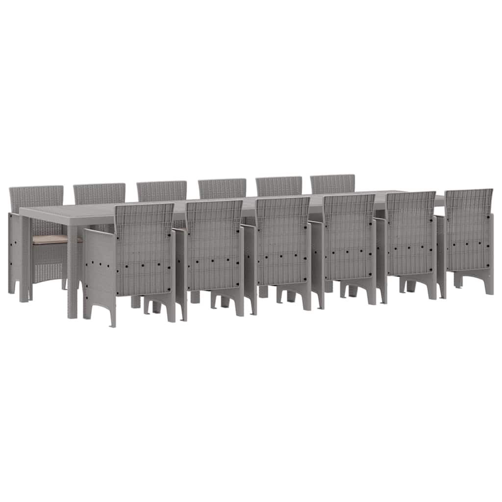 Vrtni set za objed 13 pcs Svjetlosiva Polt ratan