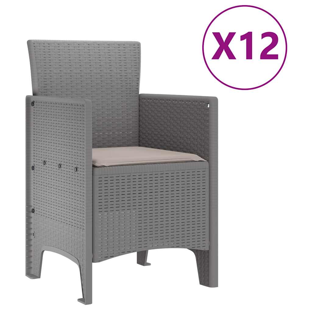 Vrtni set za objed 13 pcs Svjetlosiva Polt ratan