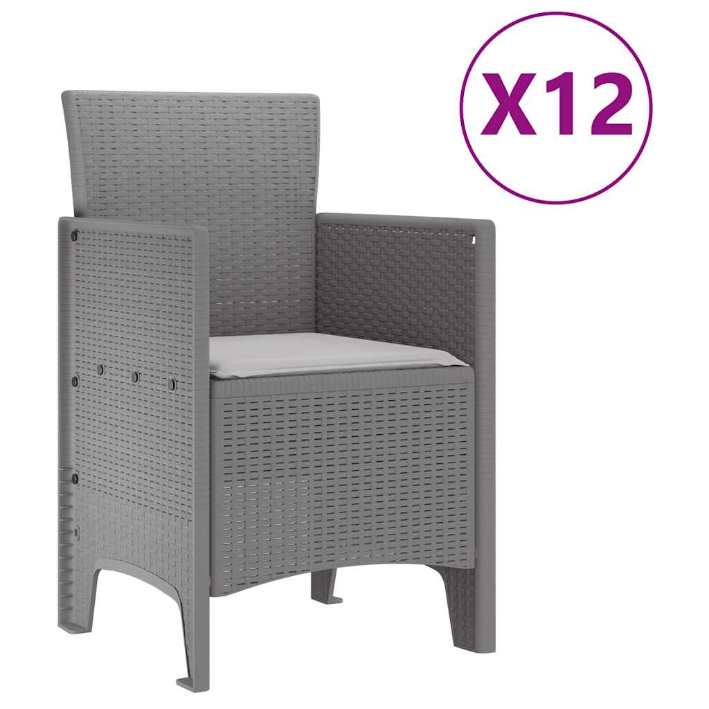 Vrtni set za objed 13 pcs Svjetlosiva Polt ratan