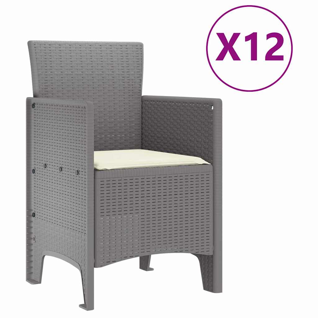 Vrtni set za objed 13 pcs Svjetlosiva Polt ratan