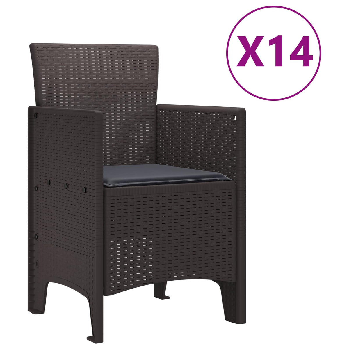 Vrtni trpezarijski set s jastucima s jastukom 15 pcs Smeđa PP