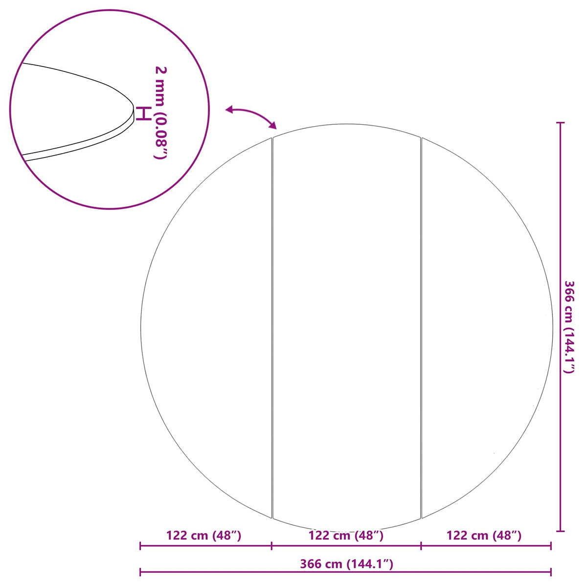 Podni sheet za bazen Crna Ø 366 cm Neslojno platno
