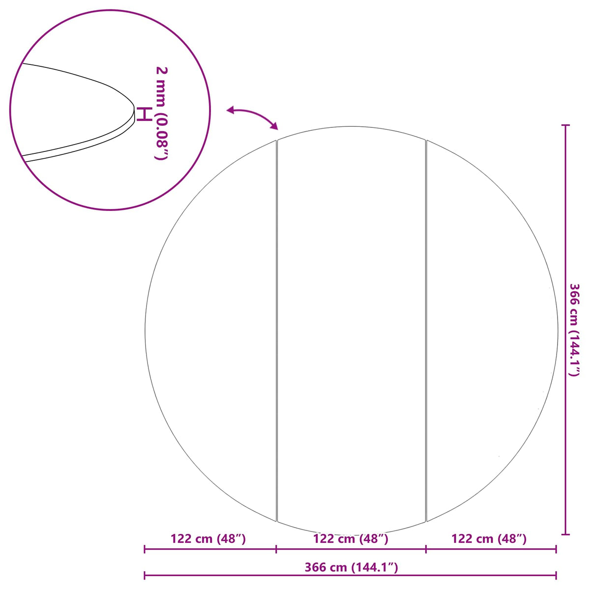 Podni sheet za bazen Crna Ø 366 cm Neslojno platno