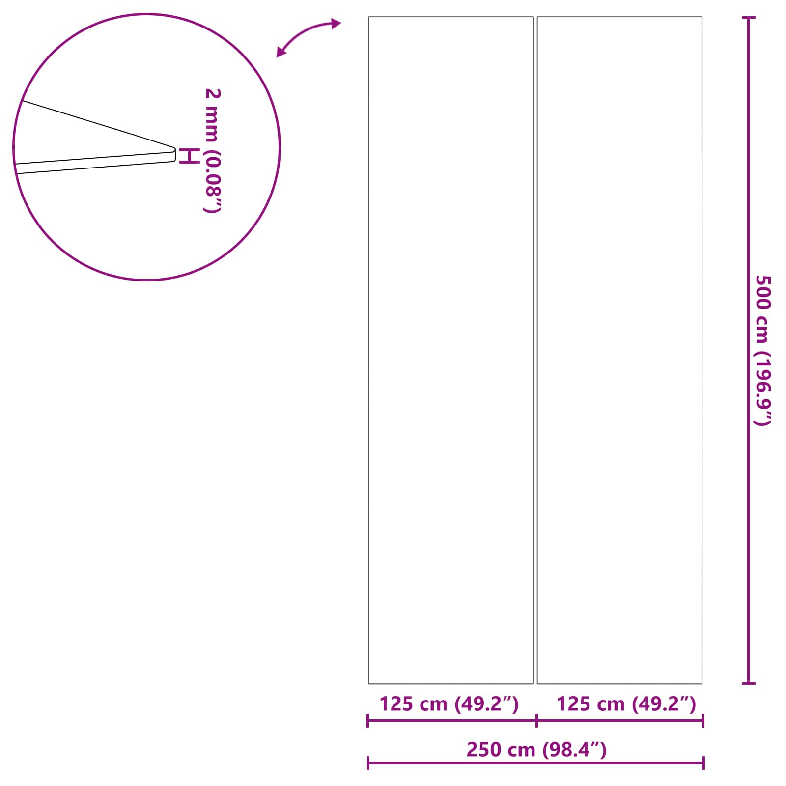 Podni sheet za bazen Crna 500 x 250 x 0,1 cm Neslojno platno