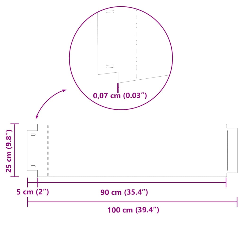 Rubnjaci za travnjak 10 pcs Srebrno 100 x 25 x 0,07 cm