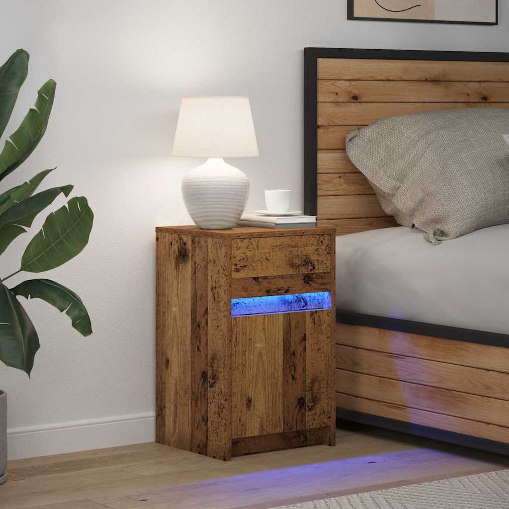 LED noćni ormarić Staro drvo 38 x 34 x 61 cm Konstruirano drvo