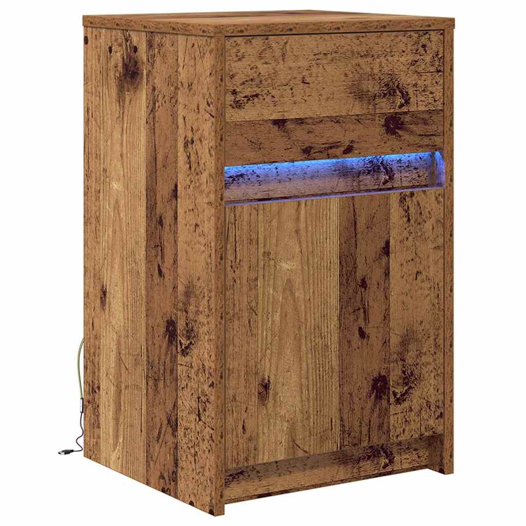 LED noćni ormarić Staro drvo 38 x 34 x 61 cm Konstruirano drvo