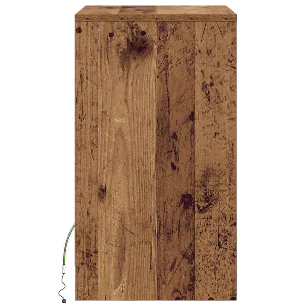 LED noćni ormarić Staro drvo 38 x 34 x 61 cm Konstruirano drvo