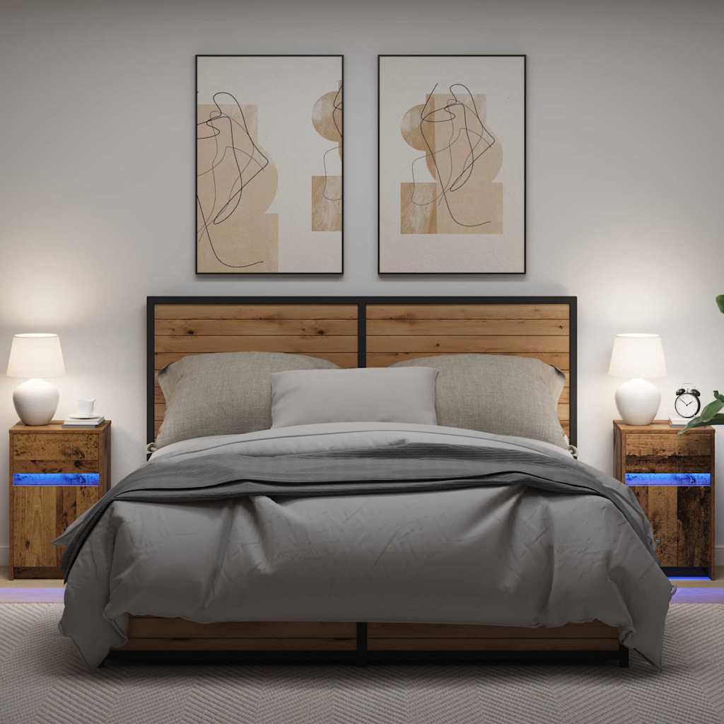 LED noćni ormarić s ladicama 2 pcs Staro drvo 38 x 34 x 61 cm