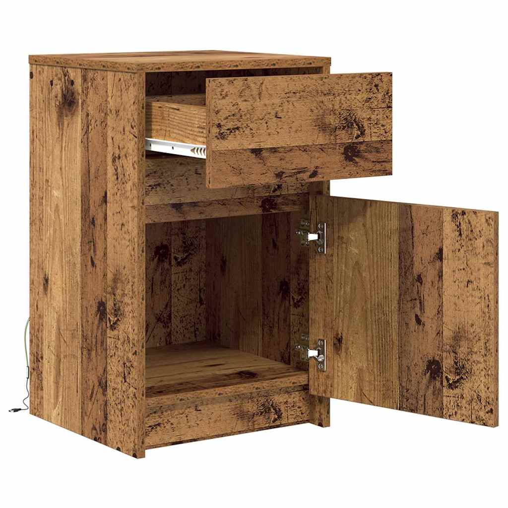LED noćni ormarić s ladicama 2 pcs Staro drvo 38 x 34 x 61 cm