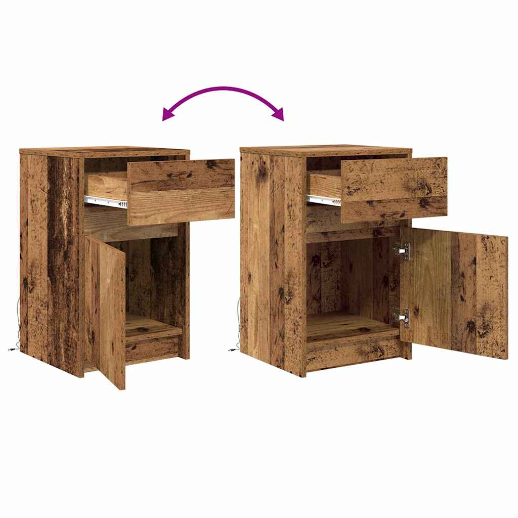LED noćni ormarić s ladicama 2 pcs Staro drvo 38 x 34 x 61 cm