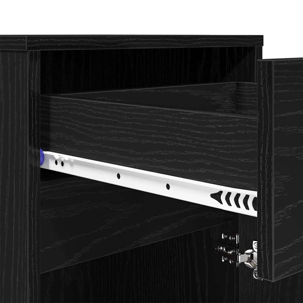 LED noćni ormarić Crni hrast 38 x 34 x 61 cm Konstruirano drvo