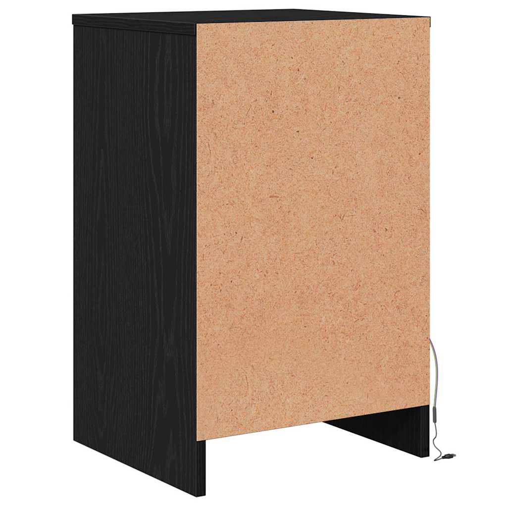 LED noćni ormarić Crni hrast 38 x 34 x 61 cm Konstruirano drvo