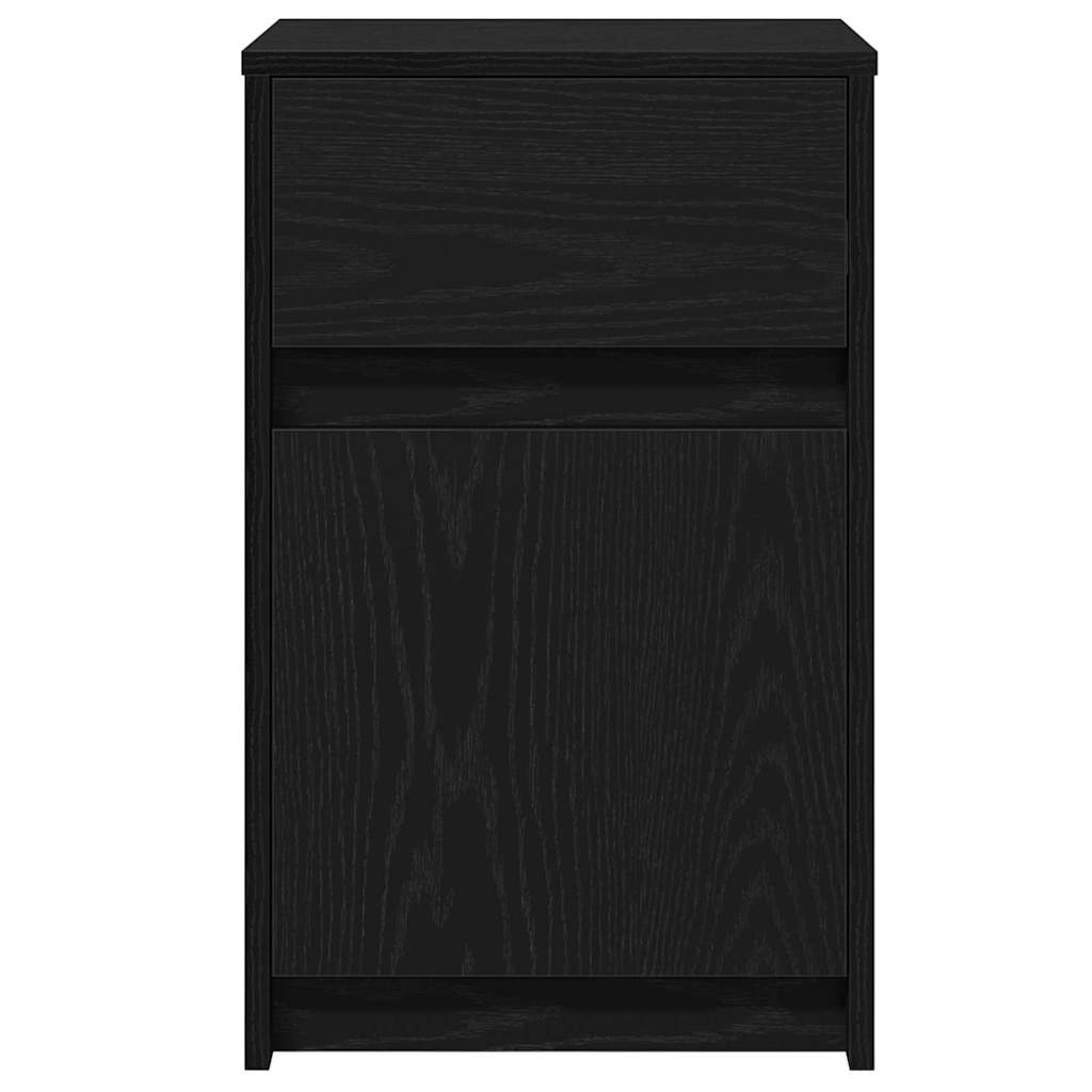LED noćni ormarić Crni hrast 38 x 34 x 61 cm Konstruirano drvo