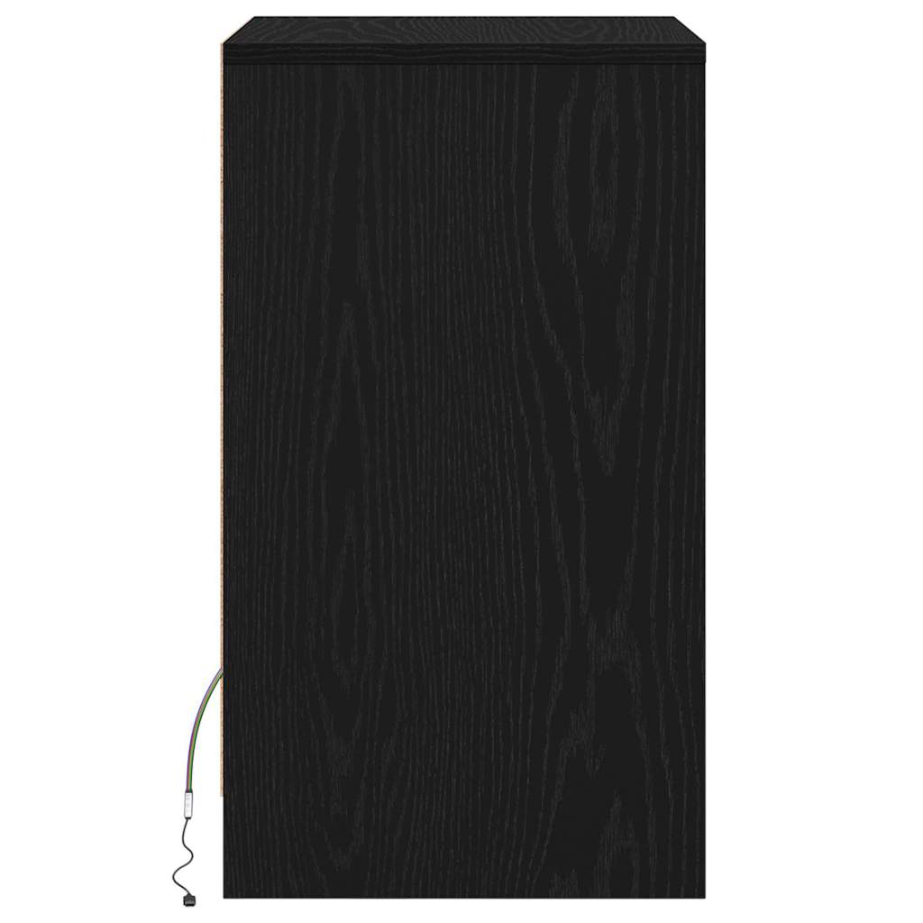 LED noćni ormarić Crni hrast 38 x 34 x 61 cm Konstruirano drvo