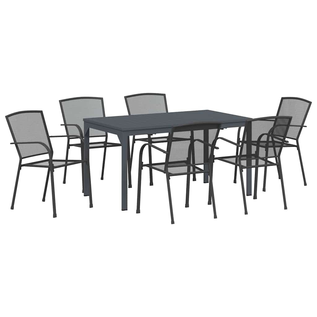 Vrtni set za objed 7 pcs Antracit Čelik s prahom