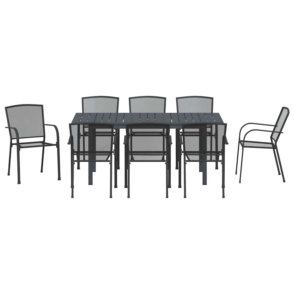 Vrtni set za objed 9 pcs Antracit Čelik s prahom