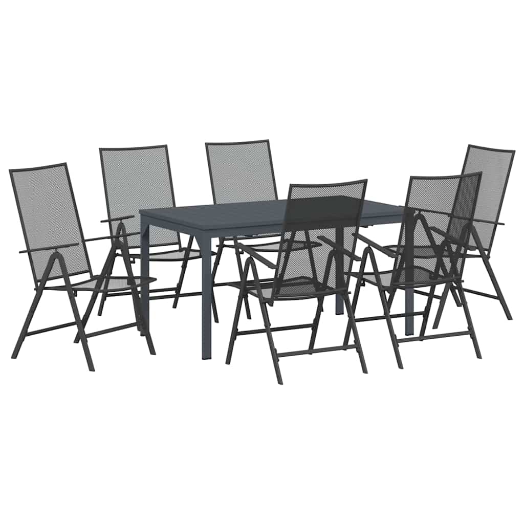 Vrtni set za objed 7 pcs Antracit Čelik s prahom