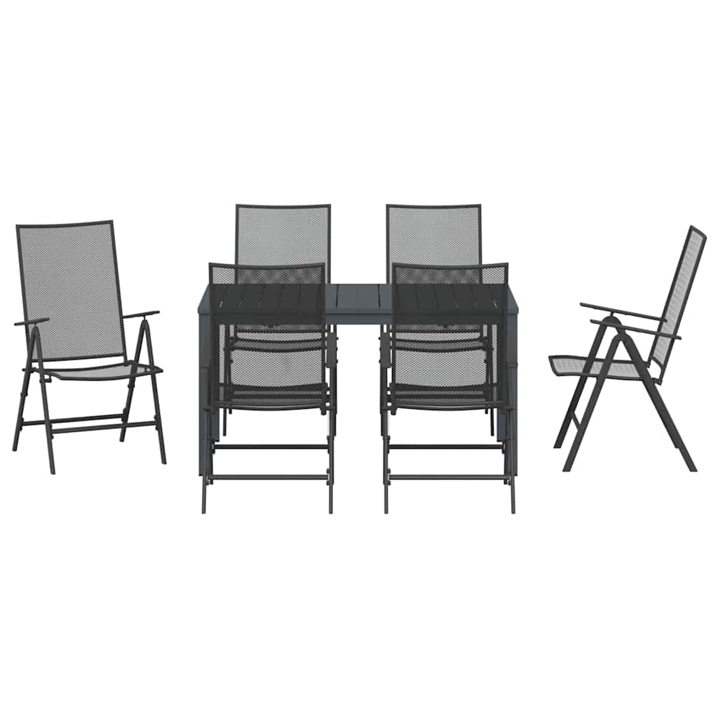 Vrtni set za objed 7 pcs Antracit Čelik s prahom