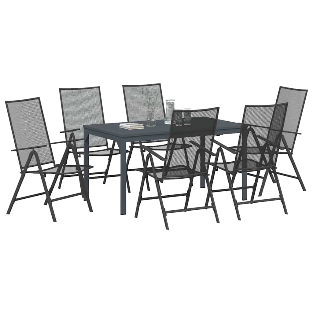 Vrtni set za objed 7 pcs Antracit Čelik s prahom
