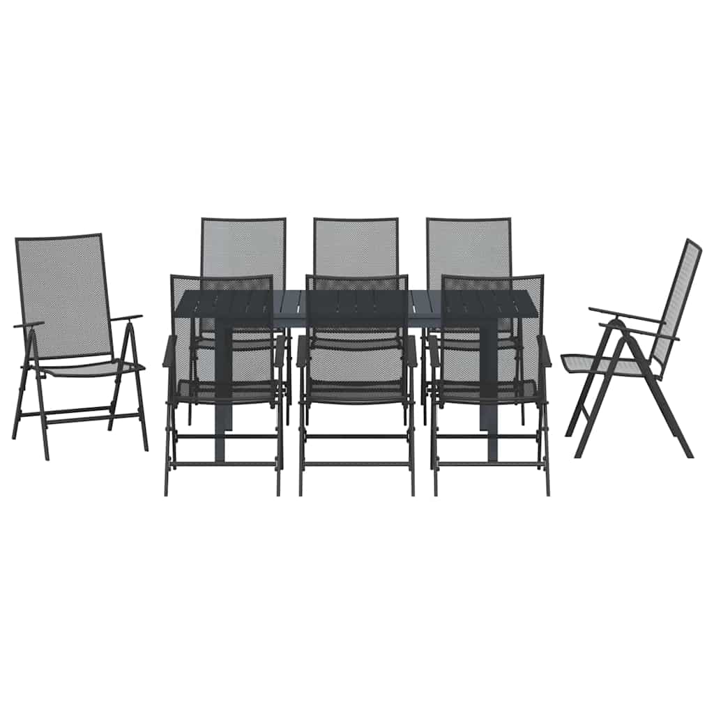 Vrtni set za objed 9 pcs Antracit Čelik s prahom