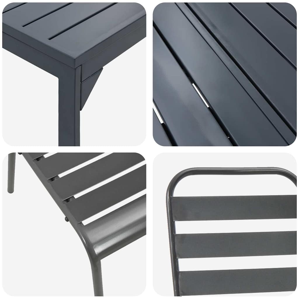 Vrtni set za objed 7 pcs Antracit Čelik s prahom