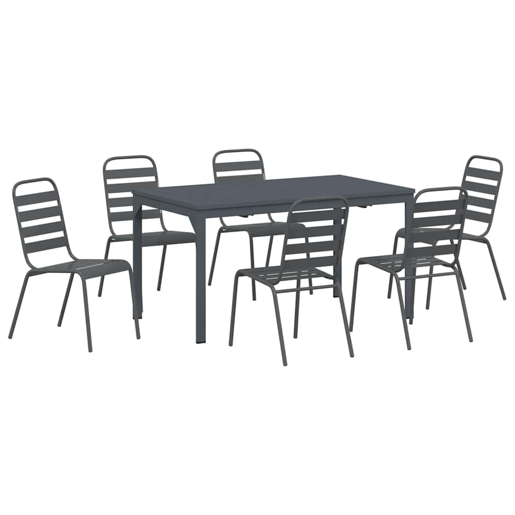 Vrtni set za objed 7 pcs Antracit Čelik s prahom