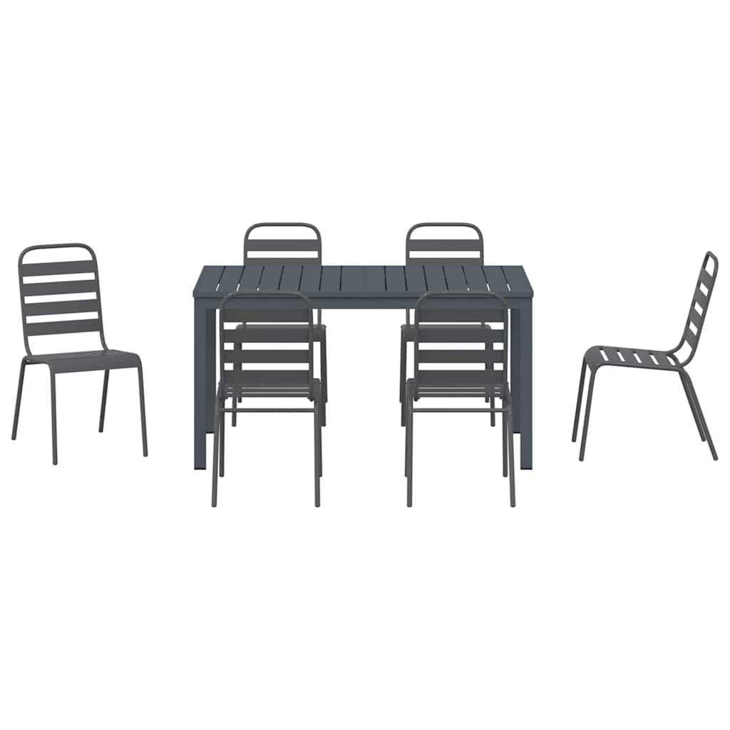 Vrtni set za objed 7 pcs Antracit Čelik s prahom