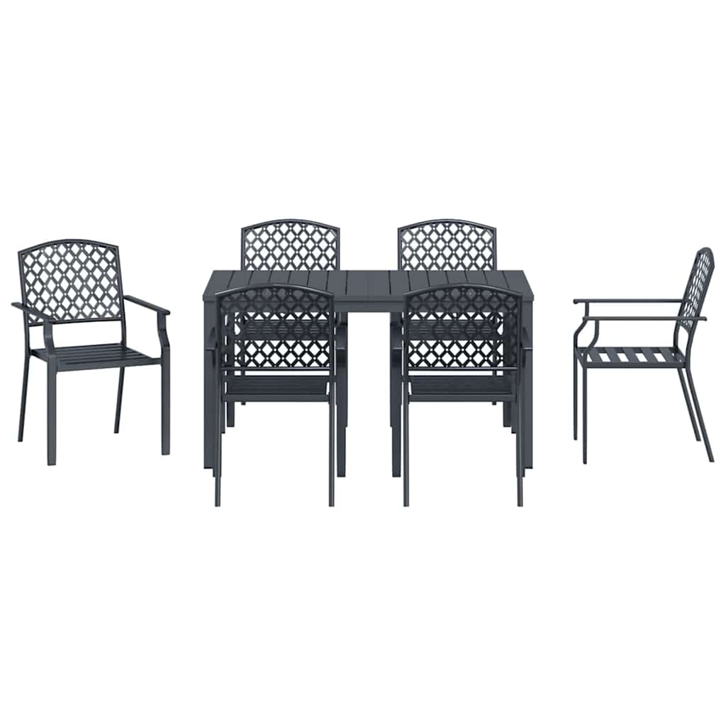 Vrtni set za objed 7 pcs Antracit Čelik s prahom