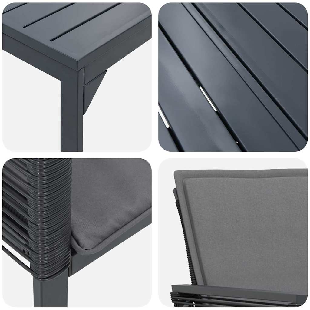 Vrtni set za objed 9 pcs Antracit poliratan