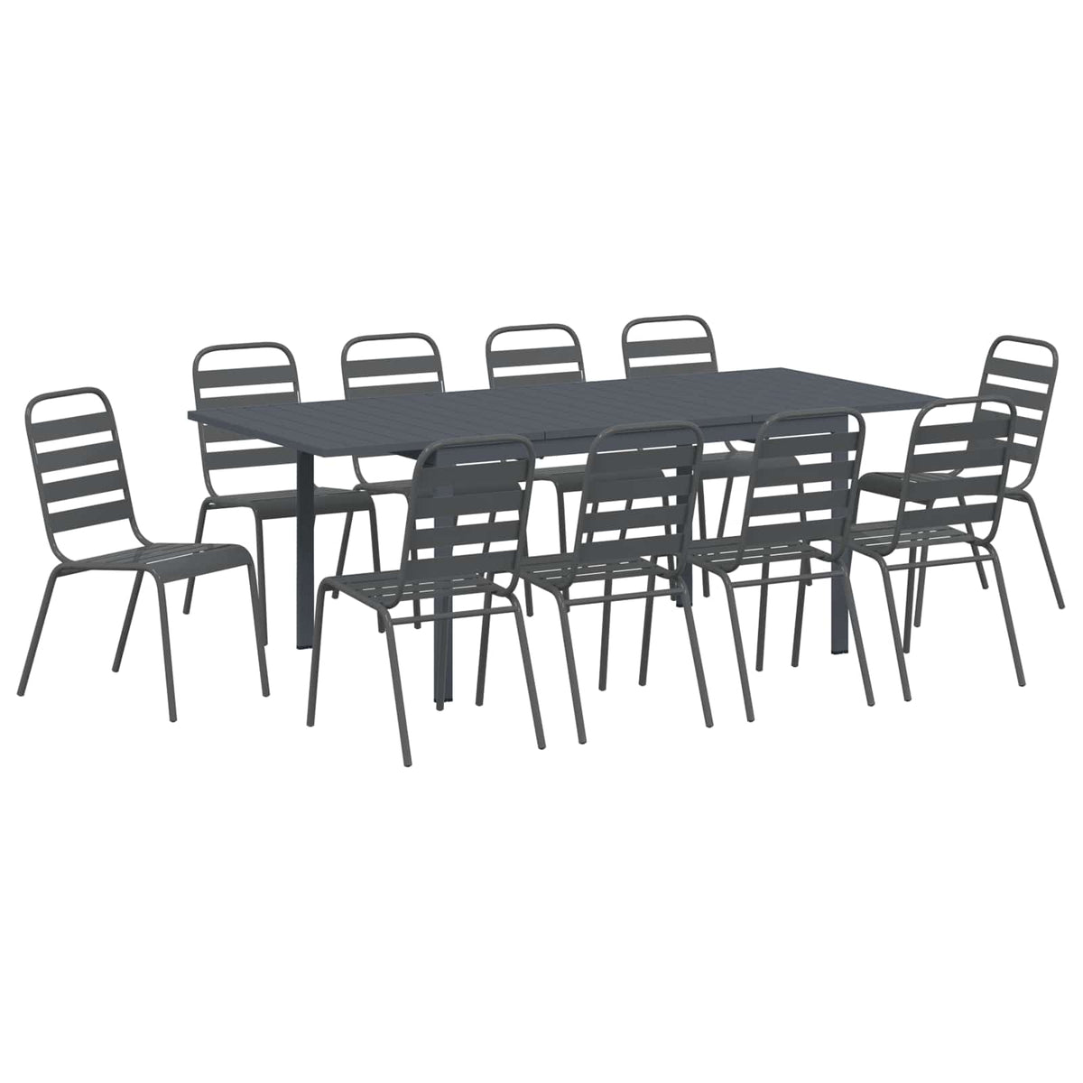 Vrtni set za objed 11 pcs Antracit Čelik s prahom