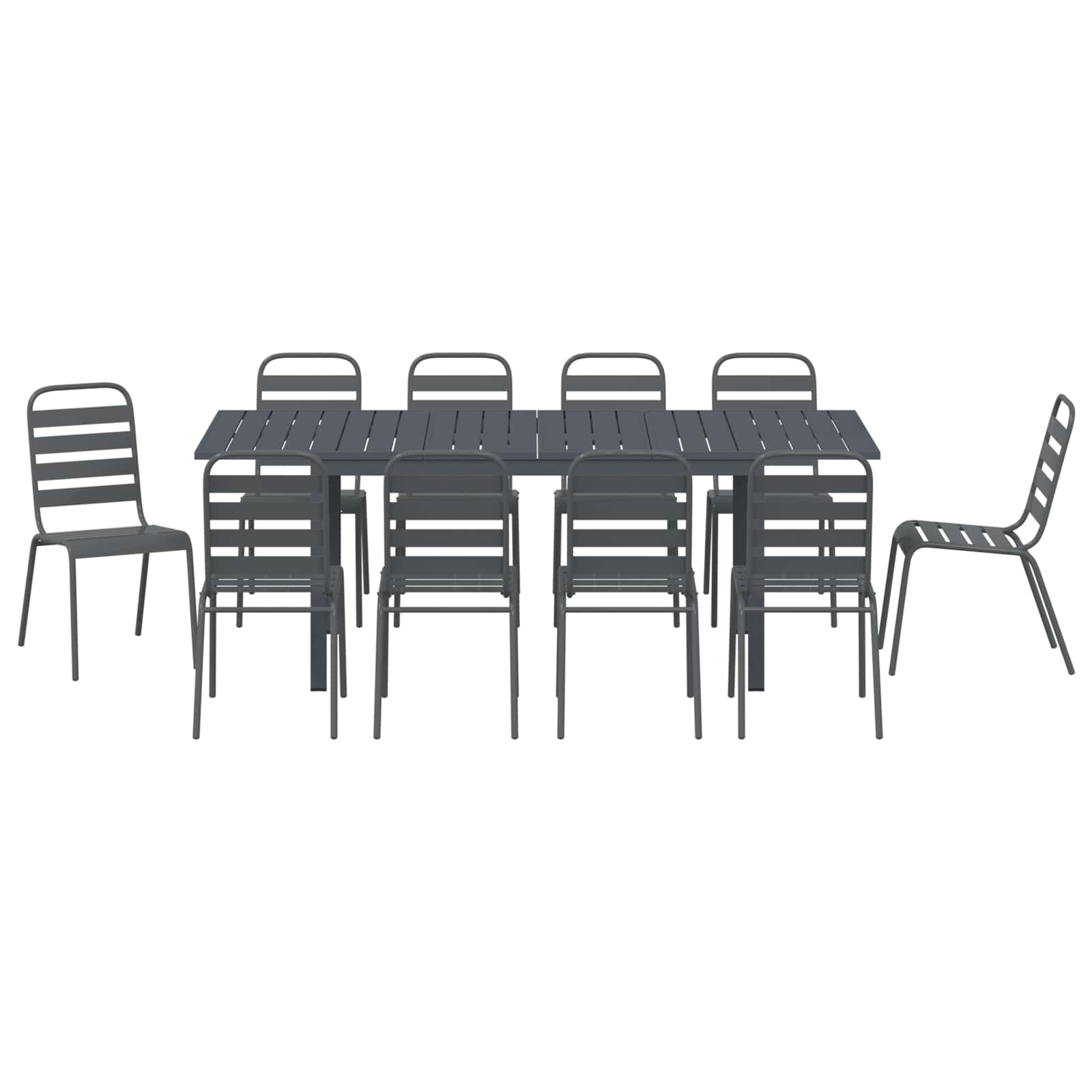 Vrtni set za objed 11 pcs Antracit Čelik s prahom