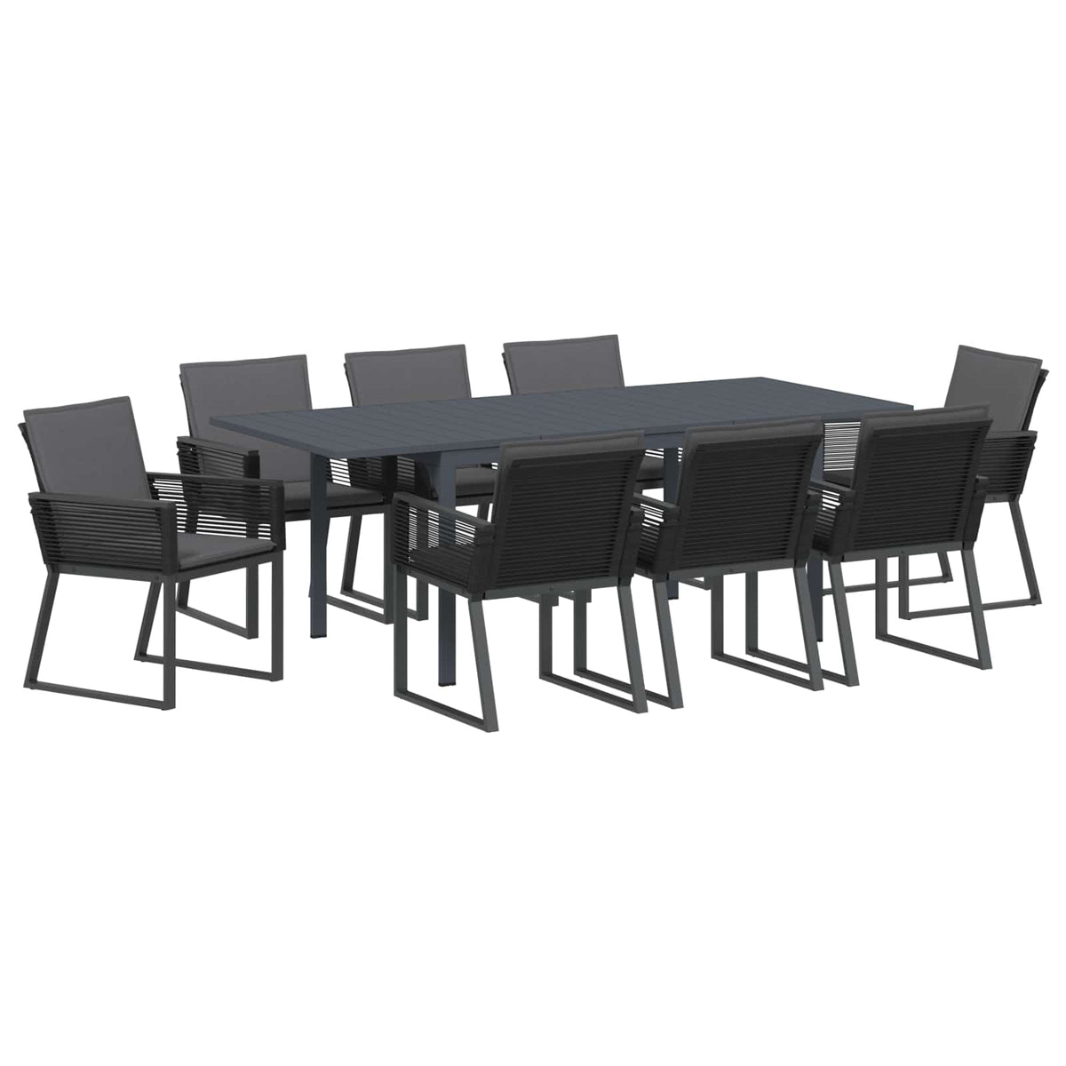 Vrtni set za objed 9 pcs Crna poliratan