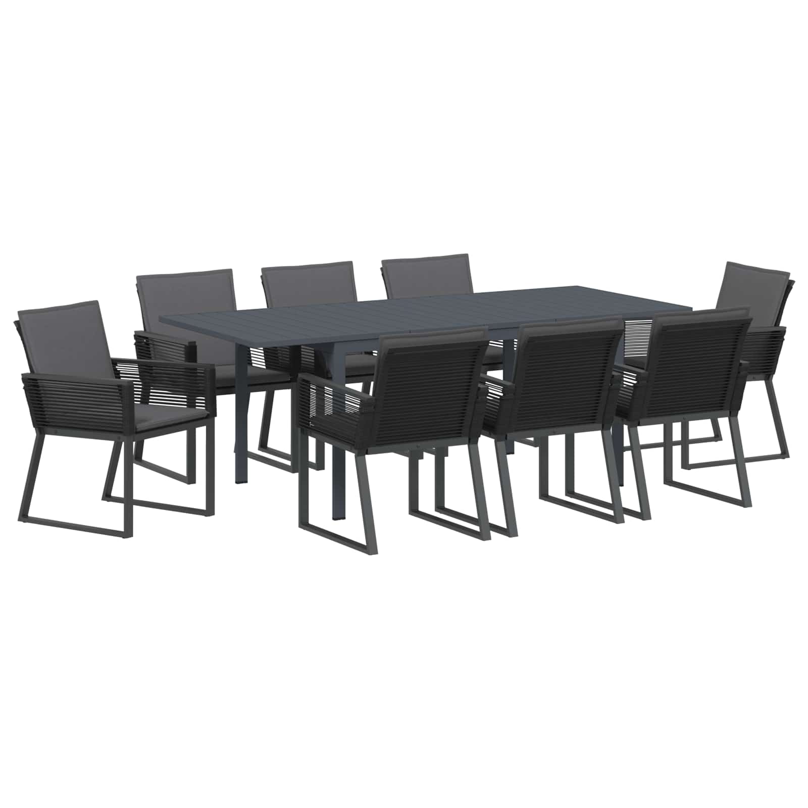 Vrtni set za objed 9 pcs Crna poliratan