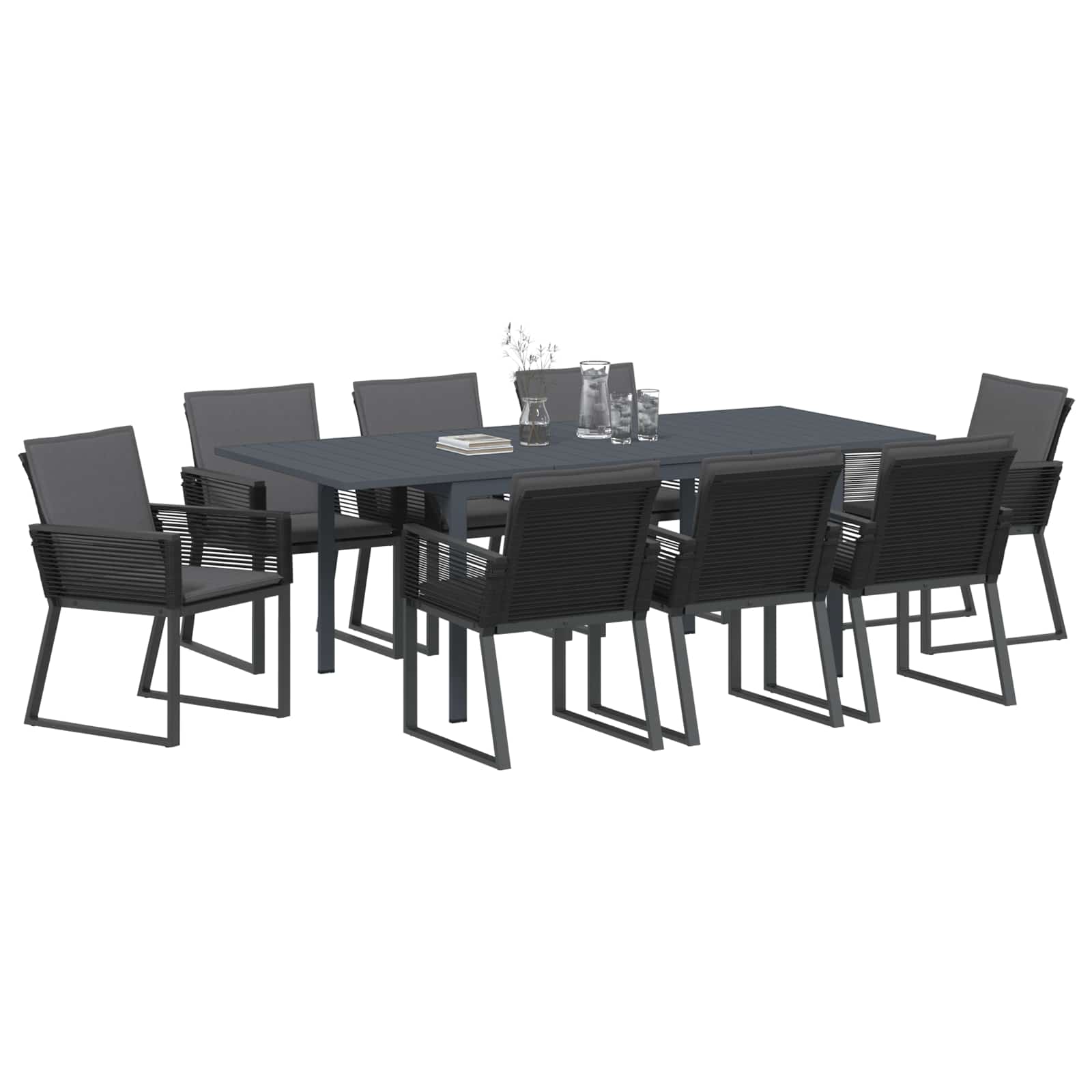 Vrtni set za objed 9 pcs Crna poliratan