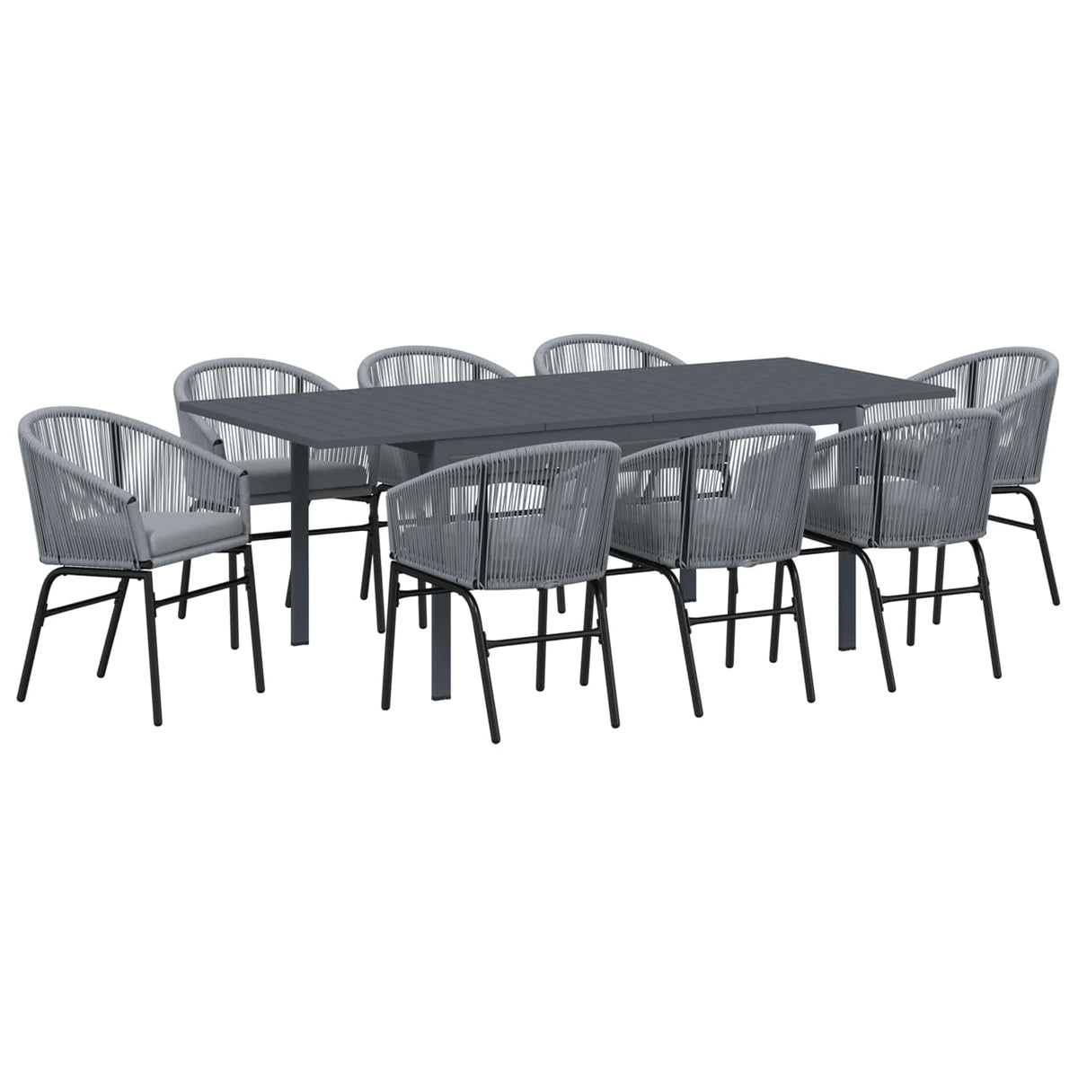 Vrtni set za objed 9 kom. Siva poliratan 211,5 x 90 x 74 cm