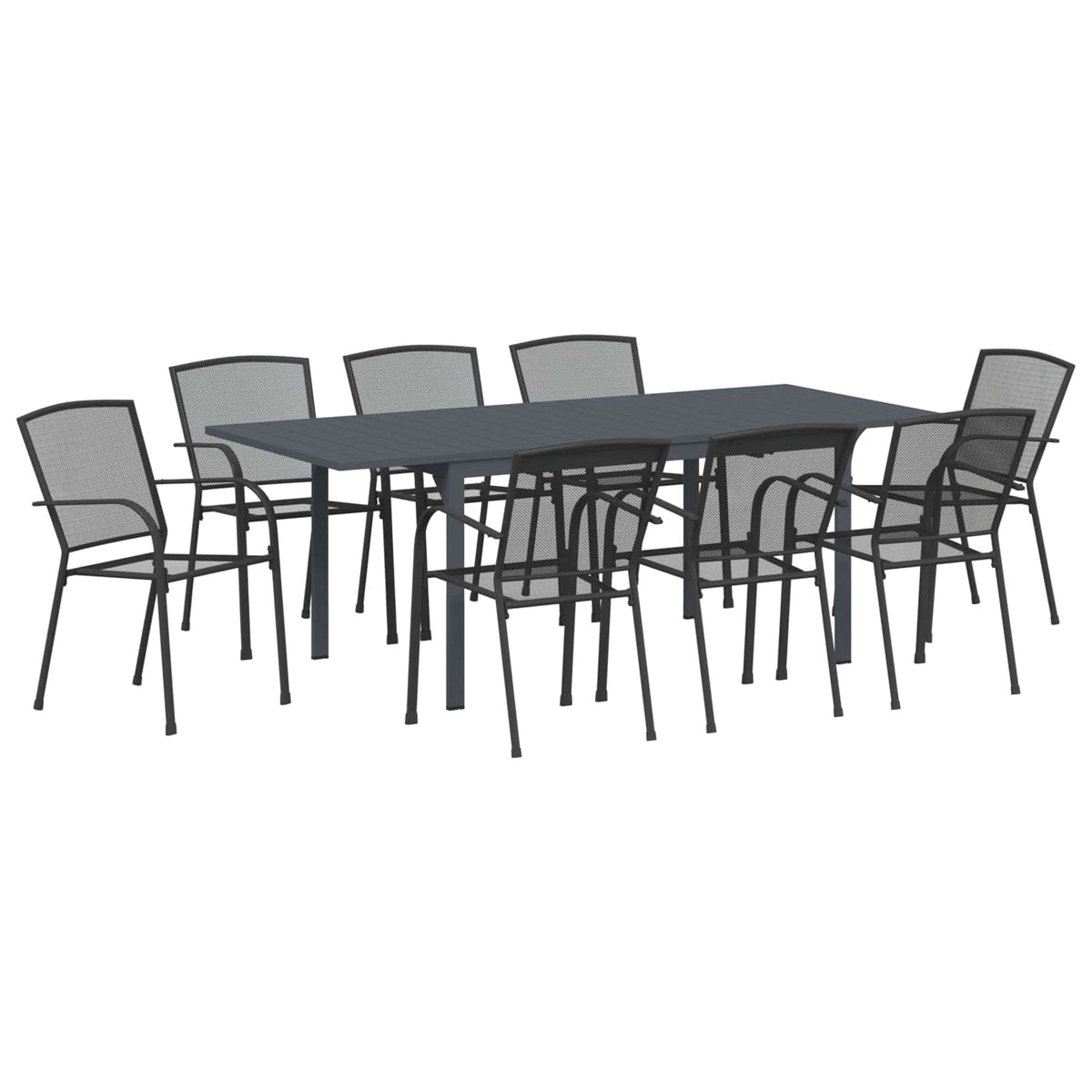Vrtni set za objed 9 pcs Antracit Čelik