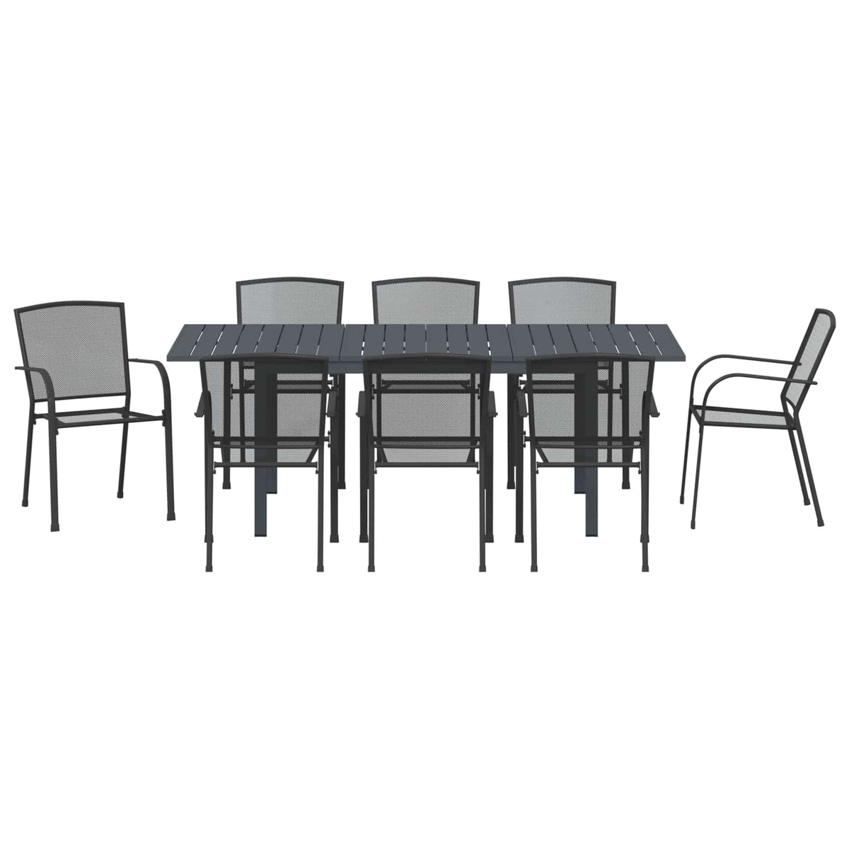 Vrtni set za objed 9 pcs Antracit Čelik