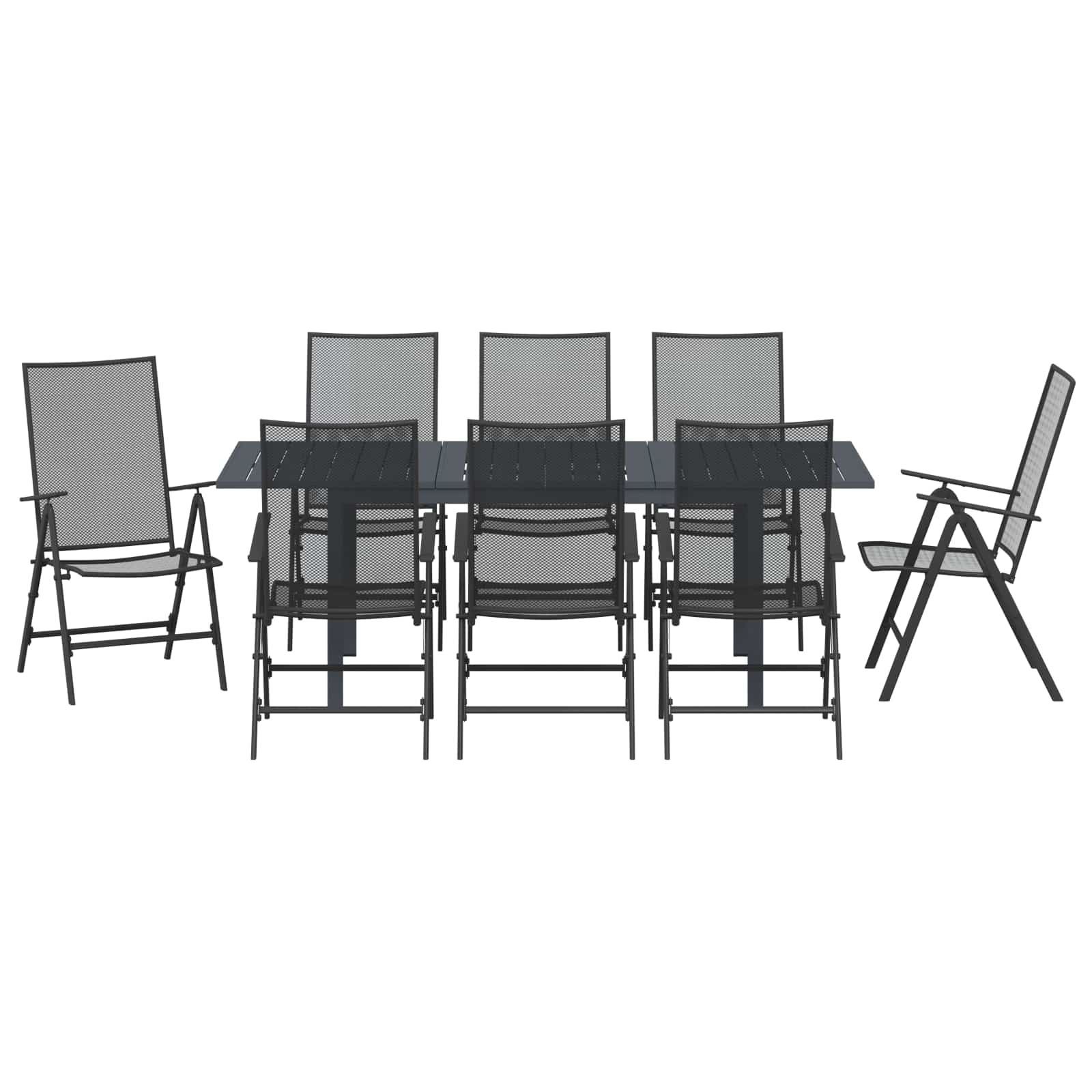 Vrtni set za objed 9 pcs Antracit Čelik