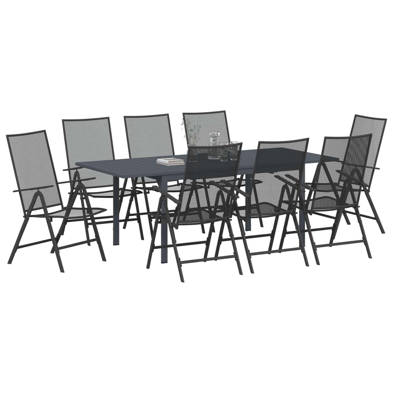 Vrtni set za objed 9 pcs Antracit Čelik