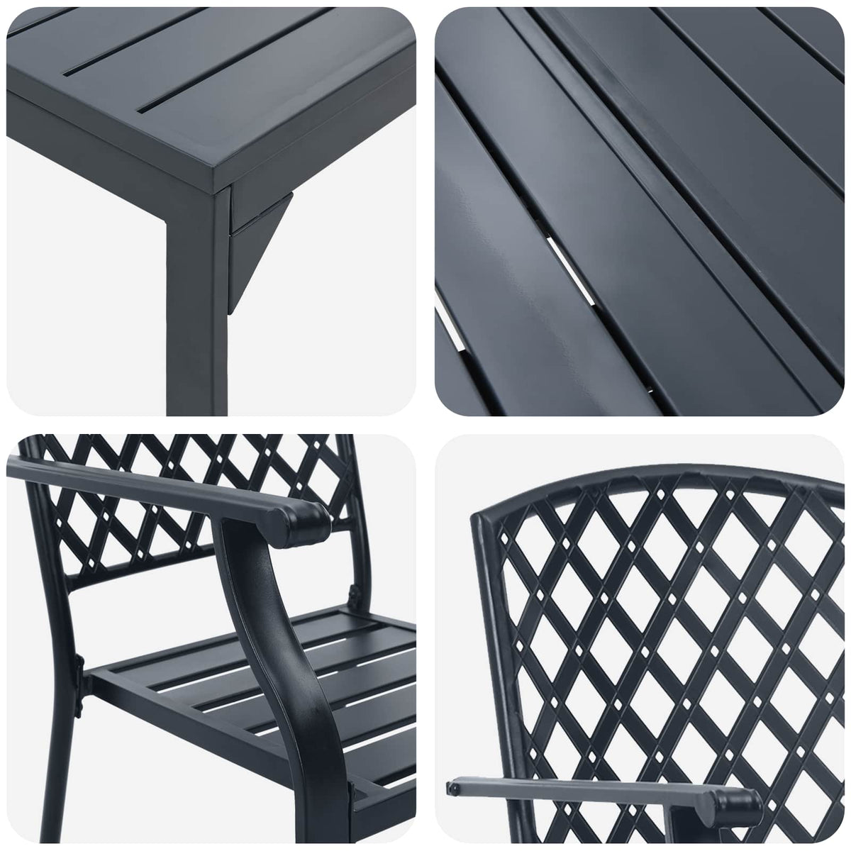 Vrtni set za objed 9 pcs Antracit Čelik