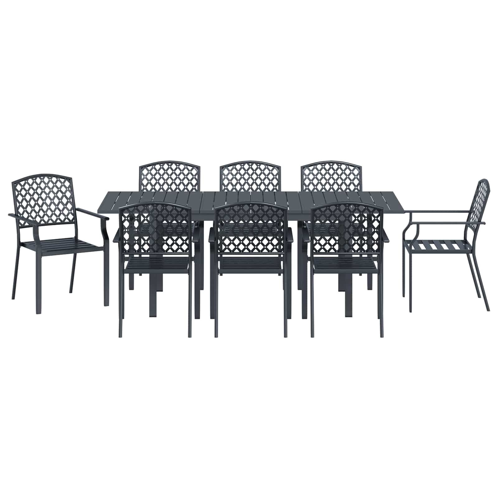 Vrtni set za objed 9 pcs Antracit Čelik