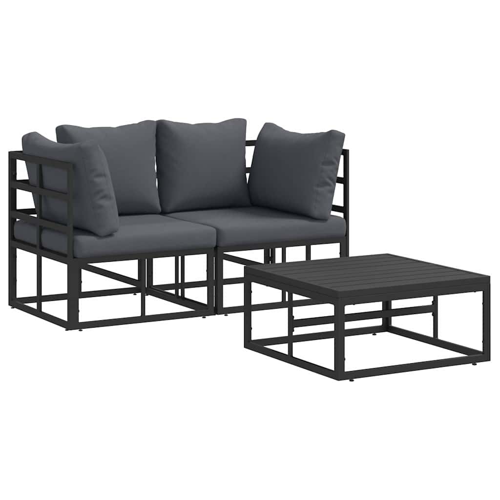 Sjedeća garnitura za vrt 3 pcs Crna Metal