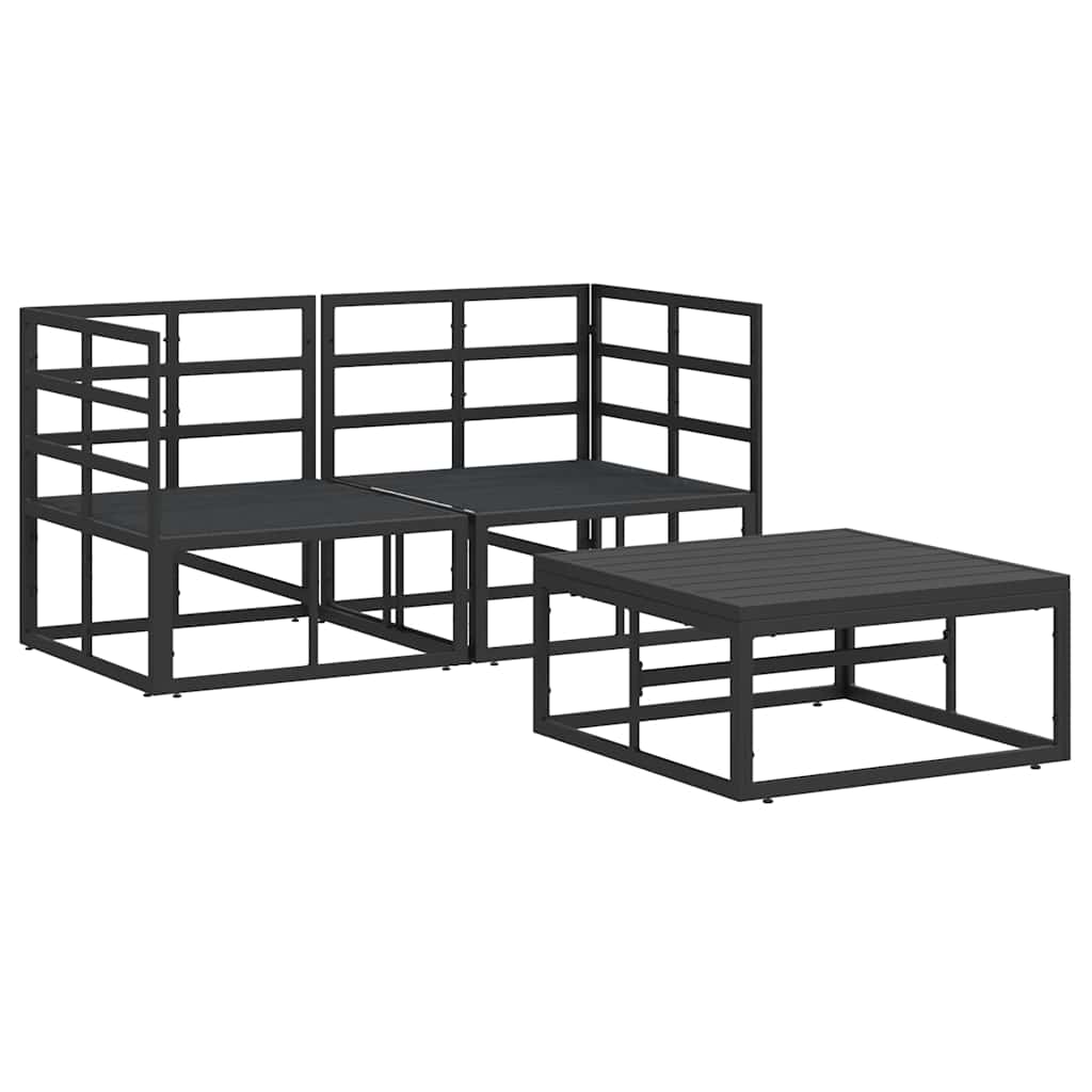 Sjedeća garnitura za vrt 3 pcs Crna Metal